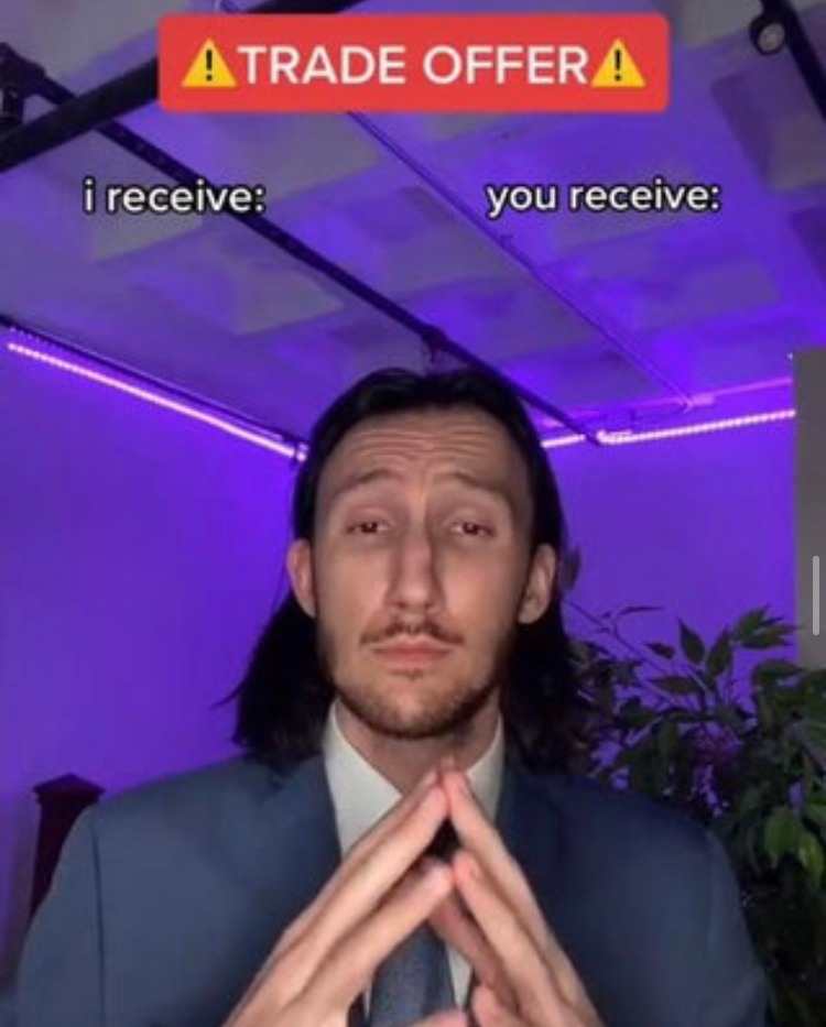 Sticker template meme i receive you receive trade offer echange offre tiktok recois proposition deal marche arnaque costume reaction drole par risibot