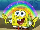 template meme spongebob rainbow bobleponge arc en ciel imagination magie reve fantaisie enfant joie creatif etoiles reaction drole