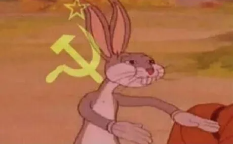 Sticker template meme bugs bunny communist communisme bugs bunny faucille marteau urss rouge camarade lapin soviet politique looney tunes reaction drole par risibot