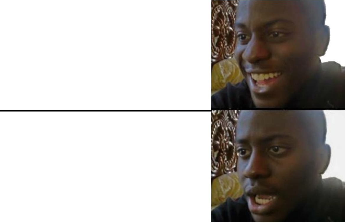 Sticker template meme disappointed black guy decu mec qui rit deception content puis triste espoir chute moral realisation pas cool surpris reaction drole par risibot