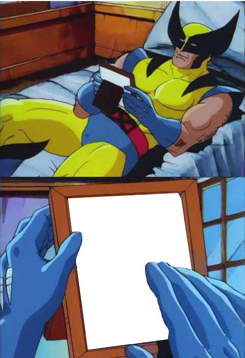 Sticker template meme wolverine remember wolverine souviens toi x men souvenir cadre photo tristesse nostalgie lit lecture marvel passe reaction par risibot