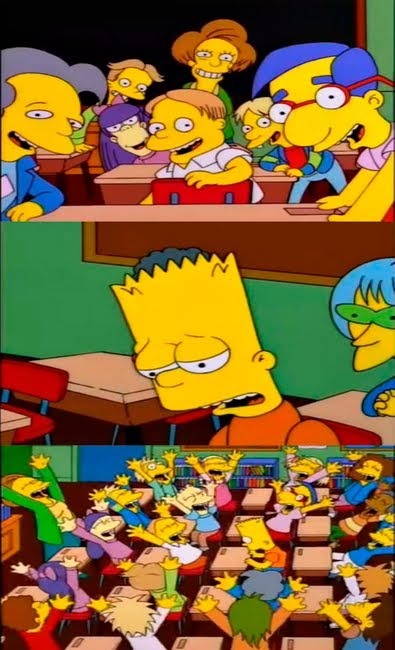Sticker template meme say the line bart simpsons bart ecole classe dis la replique pression collective foule attendent diras pas reaction drole par risibot
