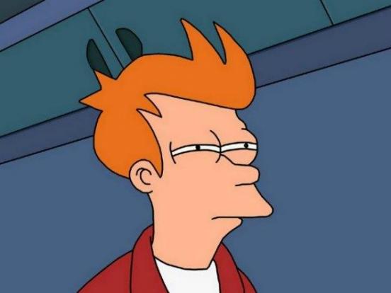 Sticker template meme futurama fry fry suspicieux mefiant doute pas sur sceptique louche entrecloses les yeux serie incertain reaction drole par risibot