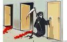 template meme grim reaper knocking door faucheuse mort porte sang frappe ordre des portes macabre maison horreur reaction drole