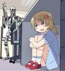template meme terminator fille anime peur cachee robot tueur manga fuite panique reaction drole