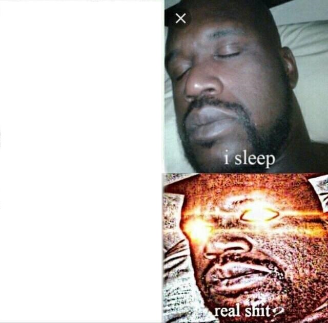Sticker template meme sleeping shaq shaq dort jai dormi superieur ultra instinct apres vrai truc sommeil reaction eveille drole par risibot