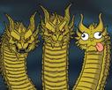 template meme three headed dragon dragon trois tetes hydre ghidorah debile fou normal sage dragon or cretin reaction drole