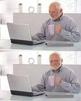 template meme hide the pain harold harold sourire force papy ordinateur cache la douleur souffrance gene vieux interieur mort reaction drole