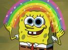 template meme imagination spongebob bobleponge arc en ciel imagination magie reve fantaisie enfant joie creatif reaction drole