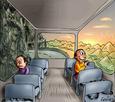 template meme two guys on a bus bus deux hommes optimiste pessimiste voyage paysage triste content vue fenetre reaction drole