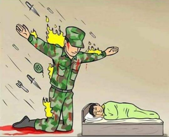 Sticker template meme soldat enfant protege sommeil sacrifice heros guerre armee bombes hommage reaction drole par risibot