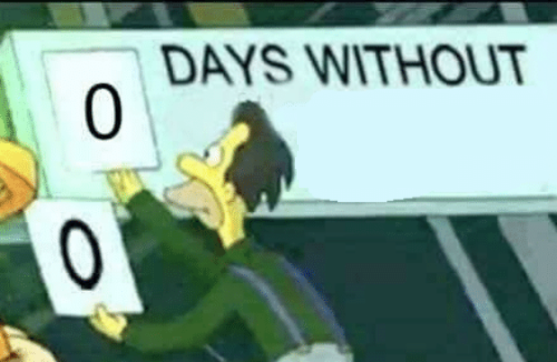 Sticker template meme 0 days without lenny simpsons jours sans compteur accident panneau record echec marque travail reaction drole par risibot