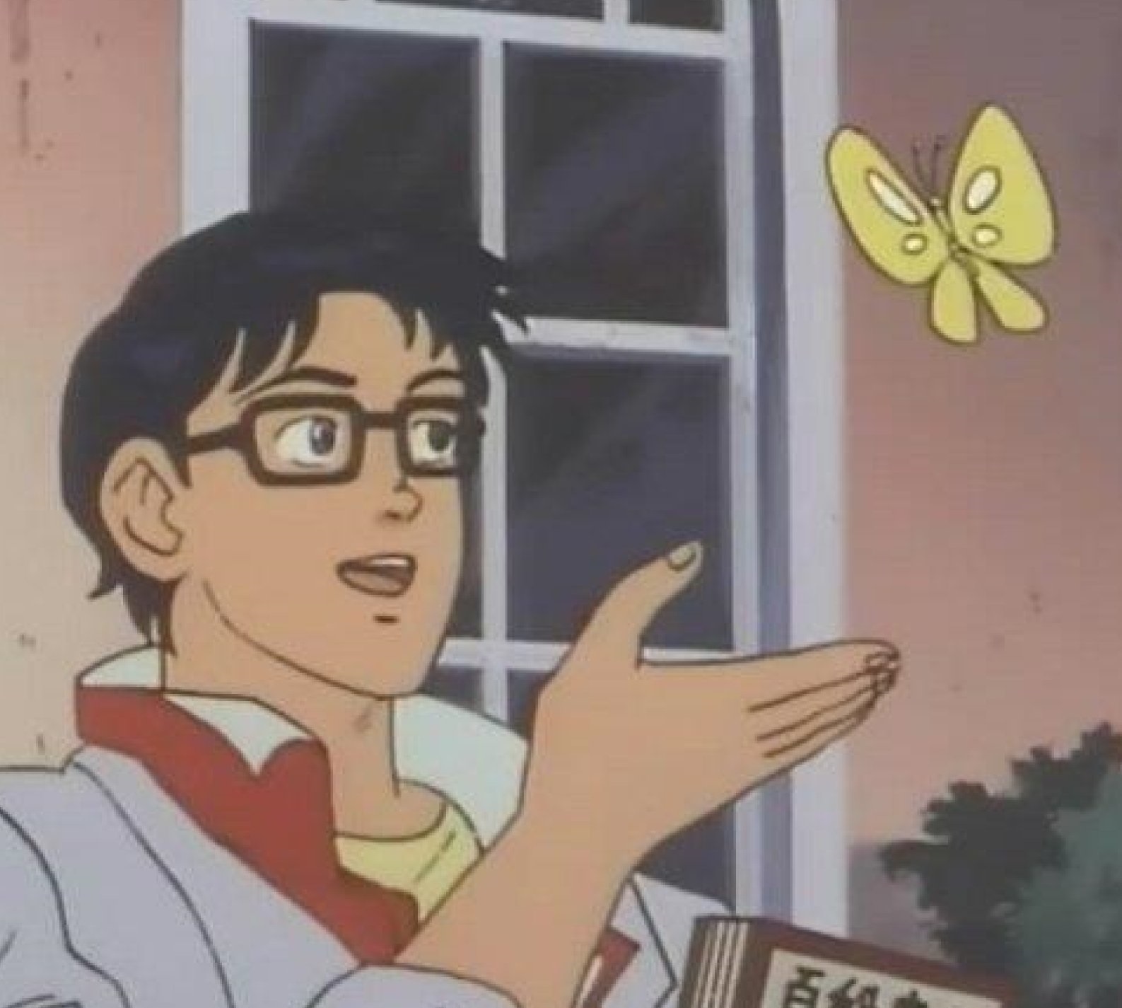 Sticker template meme is this a pigeon papillon pigeon anime confusion erreur question ignorant manga cest un quoi mauvaise identification reaction drole par risibot