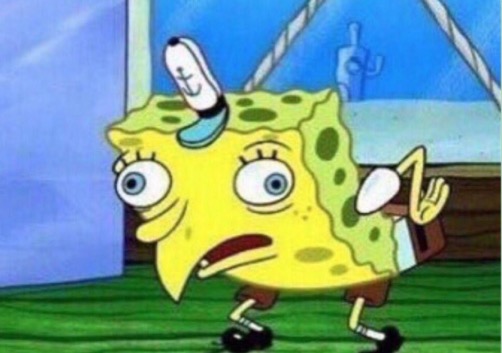 Sticker template meme mocking spongebob bobleponge moquerie imitation ironie sarcasme poulet majuscule alternee reponse debile reaction drole par risibot