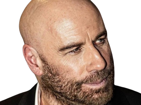 Sticker john travolta acteur danseur americain chauve cinquantaine quinquagenaire barbe yeux bleus bg par PubliusOvidius