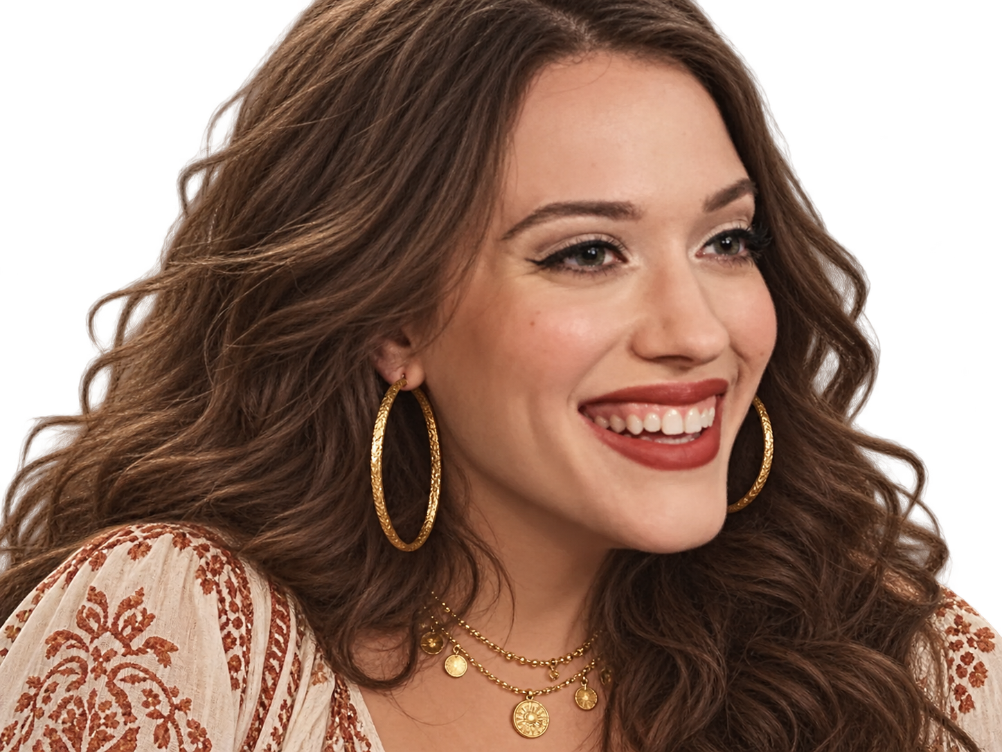 Sticker kate dennings femme actrice americaine 2 broke girls gitane creoles par DingueDeKat