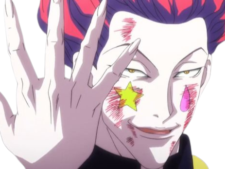 Sticker hisoka morou hunter hxh cheveux rouge yeux jaune clown isaac netero fic bloop par Bl0op