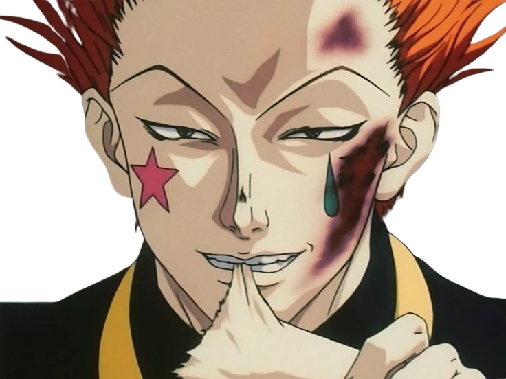 Sticker hisoka morou hunter hxh cheveux rouge yeux jaune clown isaac netero fic bloop par Bl0op