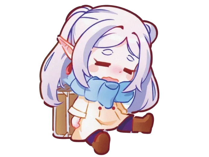 Sticker kikoojap sousou no furiren sourire kj sleepy sleep backup by frieren par Crytek