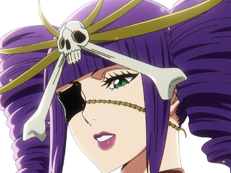 Sticker katen kyokotsu bleach cheveux violet yeux vert bandeau frange crane fic bloop par Bl0op