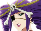 katen kyokotsu bleach cheveux violet yeux vert bandeau frange crane fic bloop