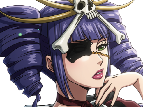 Sticker katen kyokotsu bleach cheveux violet yeux vert bandeau frange crane fic bloop par Bl0op