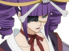 katen kyokotsu bleach cheveux violet yeux vert bandeau frange crane fic bloop