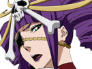 katen kyokotsu bleach cheveux violet yeux vert bandeau frange crane fic bloop