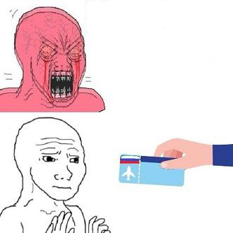 Sticker screaming red wojak ranting calm plane ticket template meme cuck go live there russie russia par OEO