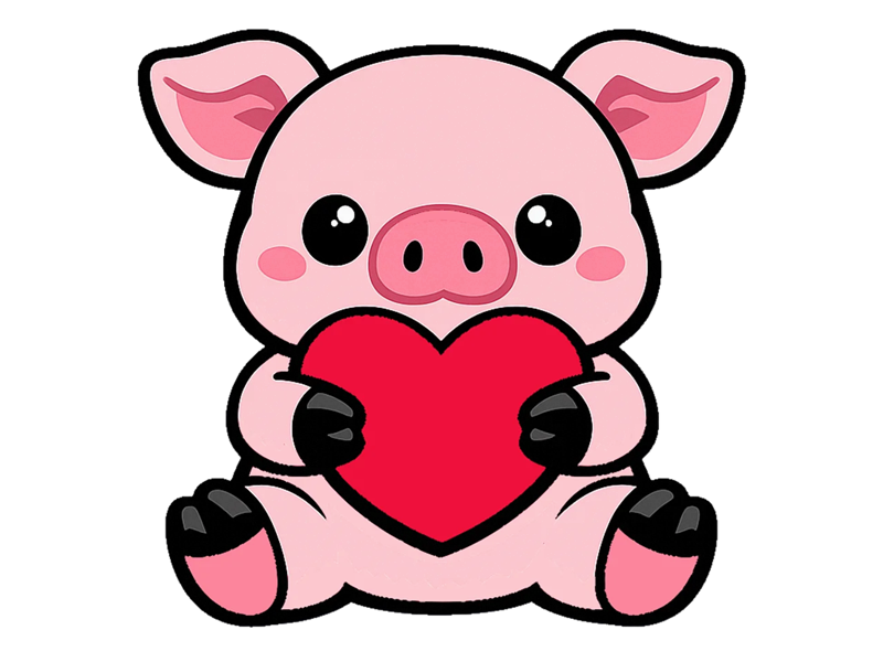 Sticker cochon porc porcinet cochonaille mignon animal coeur par ProlapsusDeBHL