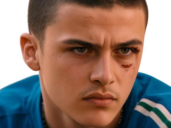 Sticker malik frikah amour ouf acteur clotaire francais enfant adolescent sang jeune rase par PubliusOvidius