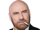john travolta acteur danseur americain chauve cinquantaine quinquagenaire barbe yeux bleus bg cigarette fume