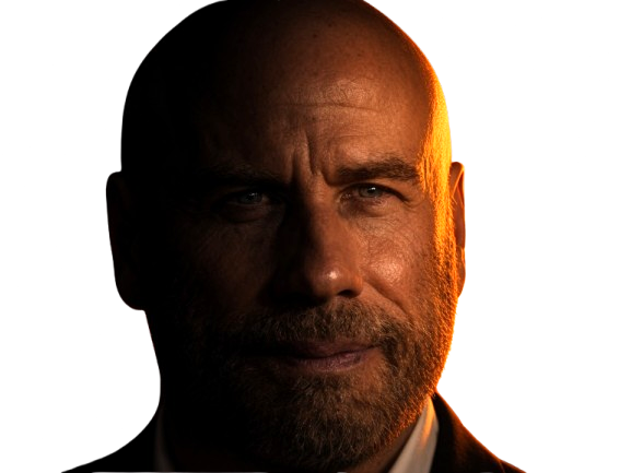 Sticker john travolta acteur danseur americain chauve cinquantaine quinquagenaire barbe yeux bleus bg par PubliusOvidius