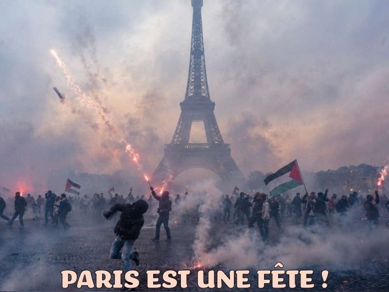Sticker paris fete pillage emeutes chanced vivreensemble gaza immigration destruction saccage tour eiffel tiersmondisation shithole par ProlapsusDeBHL