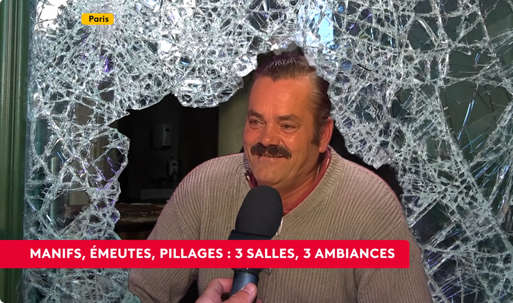 Sticker risitas emeute commerce pillage razia vol vitre interview chancla guerre guerrilla insurection par Ginatack