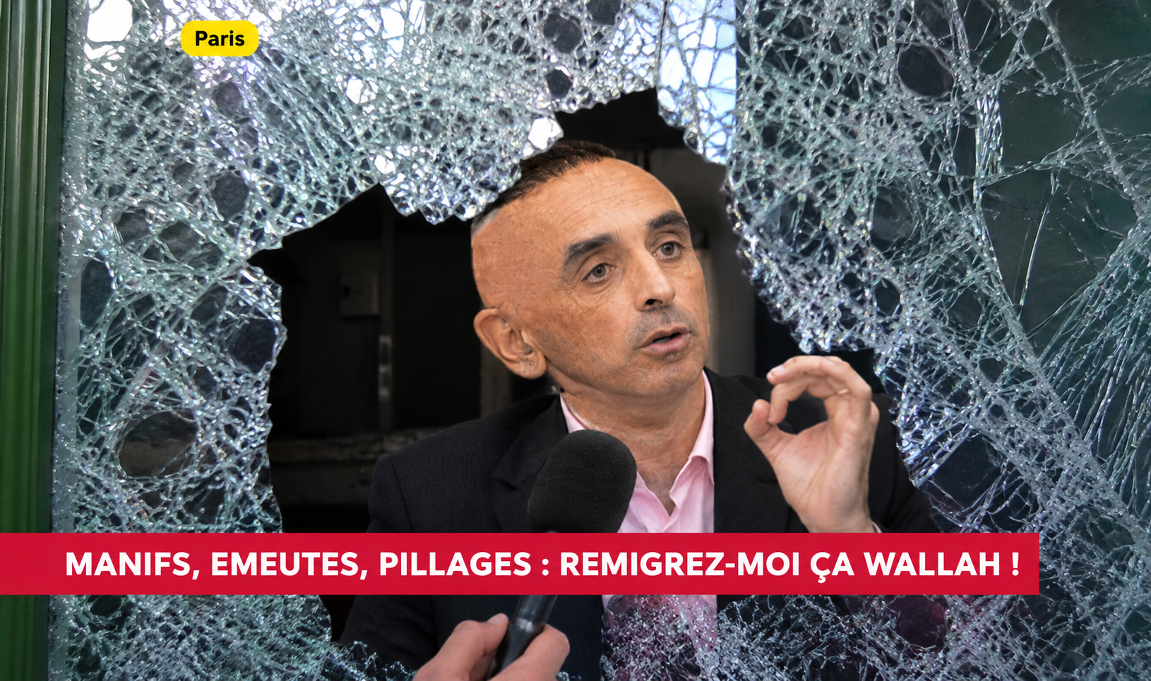 Sticker emeute commerce pillage razia vol vitre interview guerre guerrilla insurection pablo zemmour eric wallah remigration par Ginatack