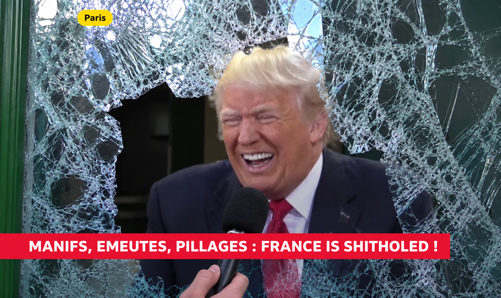 Sticker emeute commerce pillage razia vol vitre interview guerre guerrilla insurection pablo trump donald shithole par Ginatack
