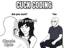 cuck coding project claude code you sure yes vibe wojak anthropic