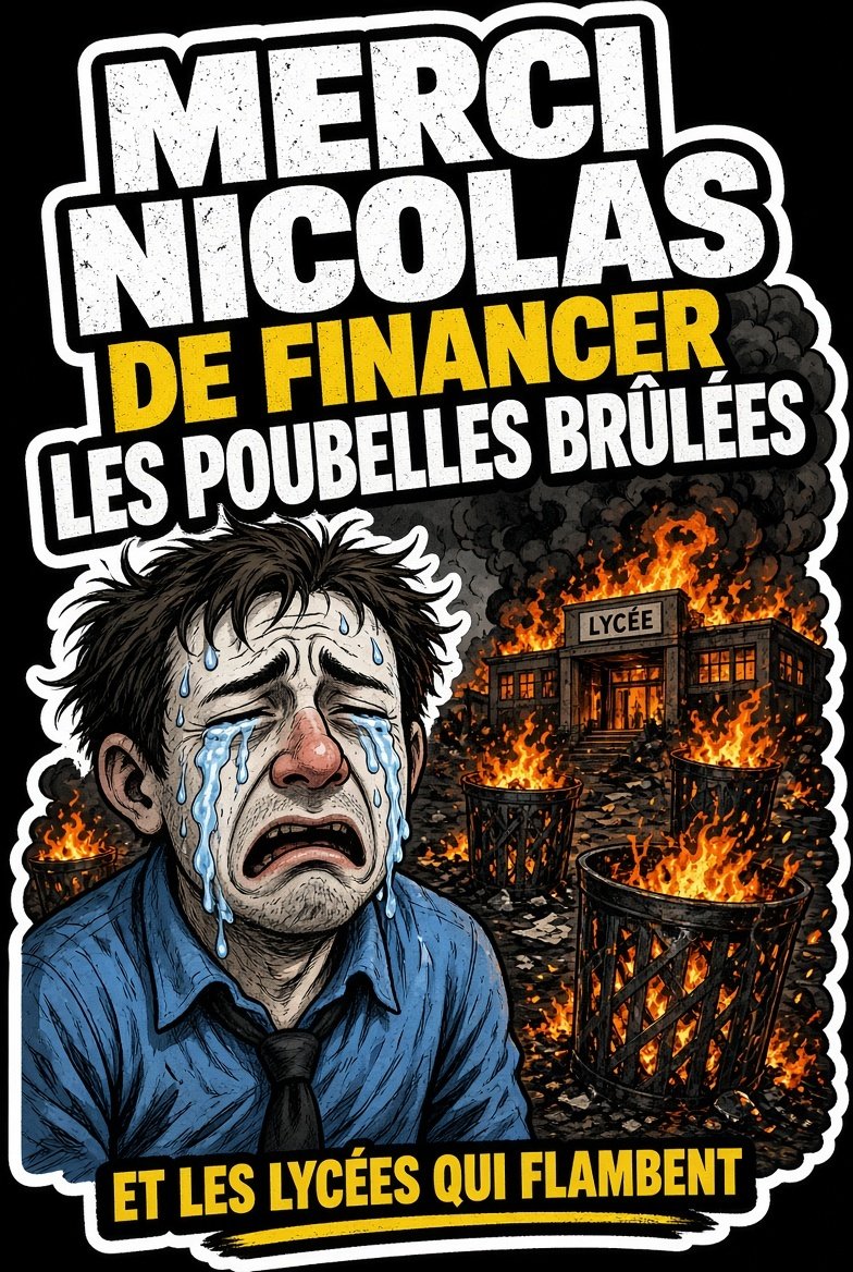Sticker nicolas esclave pleur larme lycee manif poubelle pousse par CobideSuede