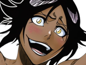 Sticker yoruichi shihouin bleach cheveux pourpre violet yeux jaune ambre peau mate desdemone dess fic bloop par Bl0op