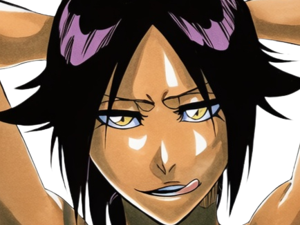 Sticker yoruichi shihouin bleach cheveux pourpre violet yeux jaune ambre peau mate desdemone dess fic bloop par Bl0op