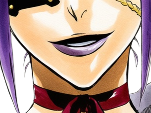 Sticker katen kyokotsu bleach cheveux violet yeux vert bandeau frange crane fic bloop par Bl0op