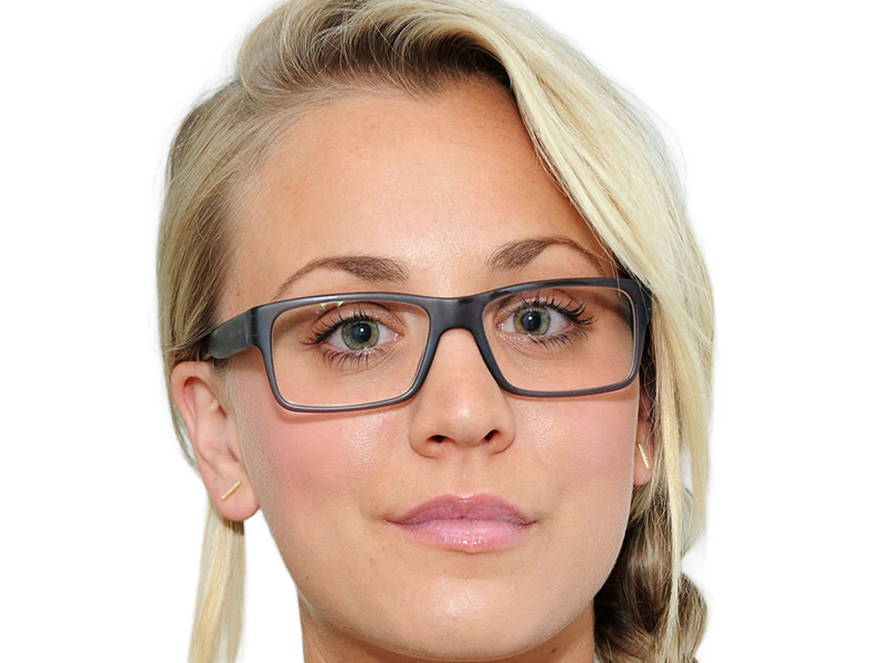 Sticker kaley cuoco actrice productrice executive mannequin americaine femme blonde yeux verts lunettes 2010s par Dark-63