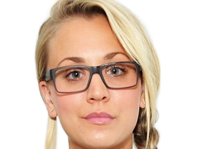 Sticker kaley cuoco actrice productrice executive mannequin americaine femme blonde yeux verts lunettes 2010s par Dark-63