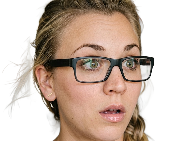 Sticker kaley cuoco actrice productrice executive mannequin americaine femme blonde yeux verts lunettes 2010s par Dark-63