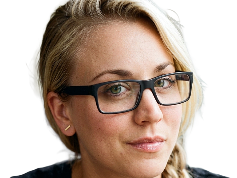 Sticker kaley cuoco actrice productrice executive mannequin americaine femme blonde yeux verts lunettes 2010s par Dark-63