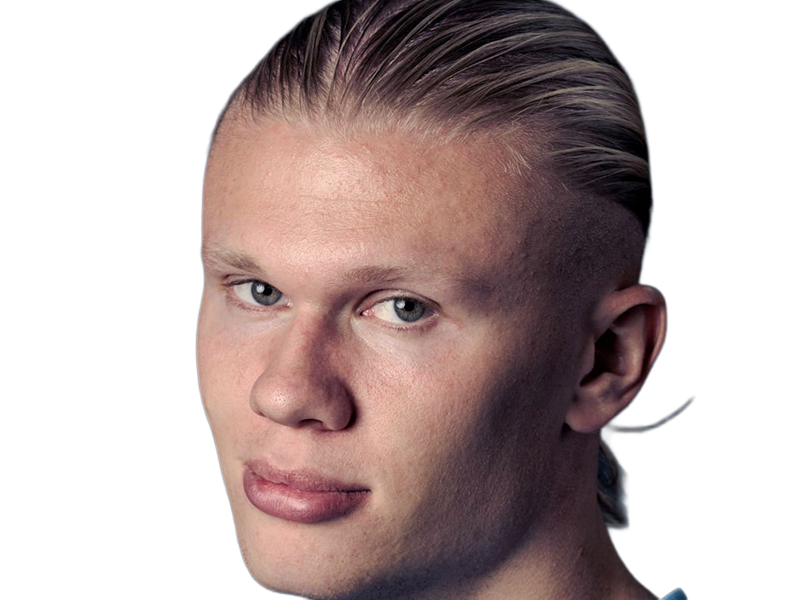 Sticker erling haaland haland braut cyborg homme sportif footballeur norvegien anglais blond yeux bleus vingtaine vingtenaire par Dark-63