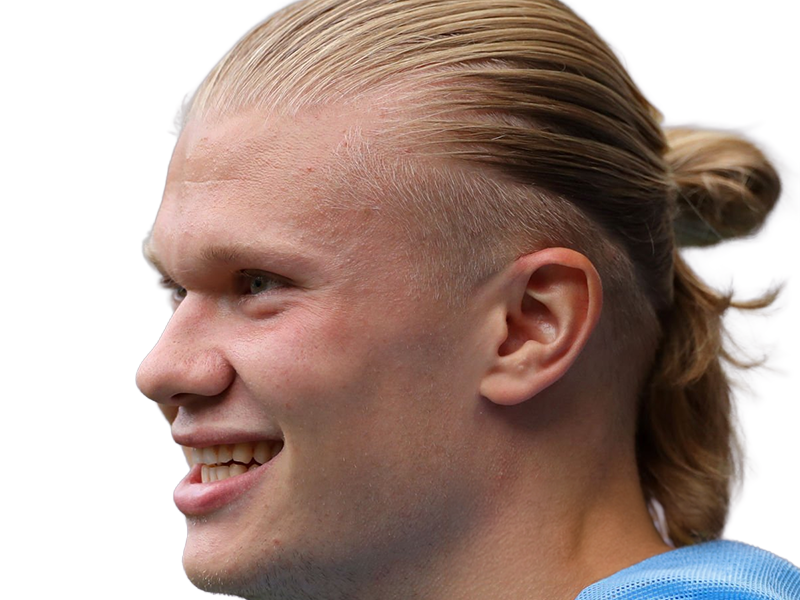 Sticker erling haaland haland braut cyborg homme sportif footballeur norvegien anglais blond yeux bleus vingtaine vingtenaire par Dark-63