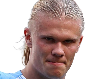 Sticker erling haaland haland braut cyborg homme sportif footballeur norvegien anglais blond yeux bleus vingtaine vingtenaire par Dark-63