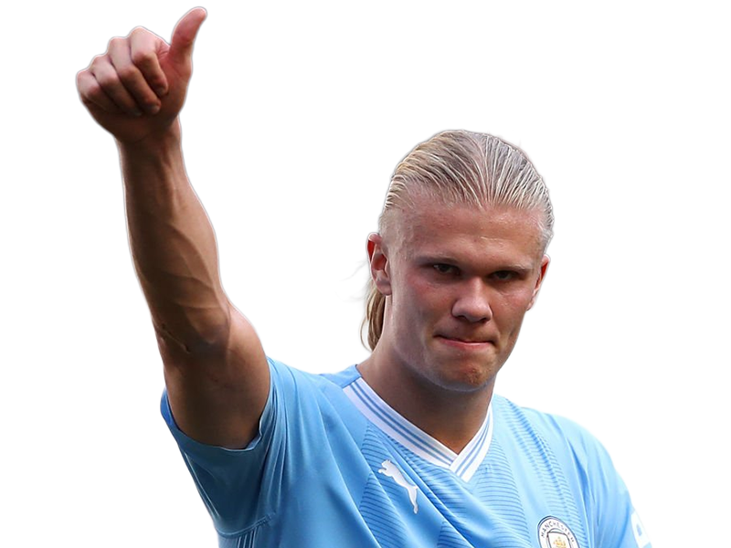 Sticker erling haaland haland braut cyborg homme sportif footballeur norvegien anglais blond yeux bleus vingtaine vingtenaire par Dark-63